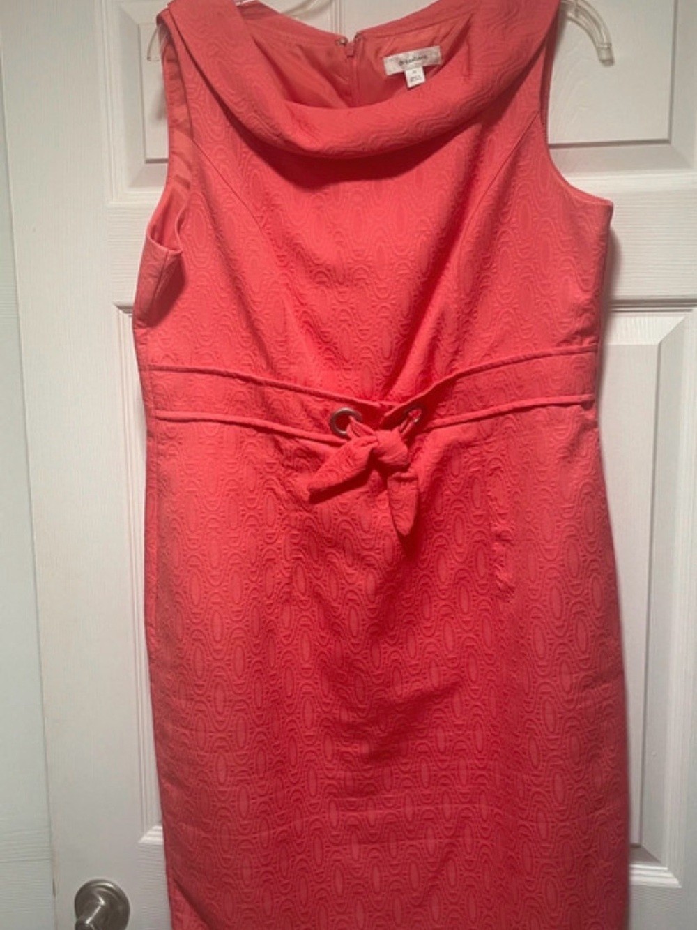 Dress Barn Coral Sheath Dress with Tie Waist